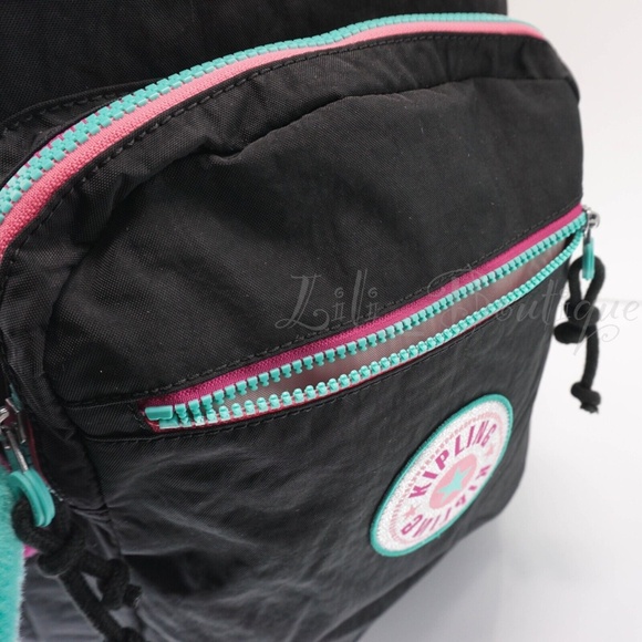 Kipling Seoul Backpack Laptop Travel Bag KI4215 Polyester Rainbow Fun Jet Black main image 4
